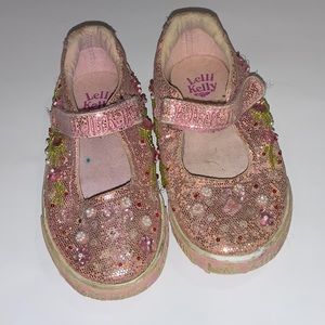 Lelli Kelli Kids Pink Flower Beaded Velcro Sneaker